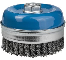 Щетка чашечная усиленная для УШМ, плетеные пучки стальной проволоки 0,8 мм, 100 мм х М14 Зубр 35271-100_z01