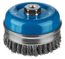 Щетка чашечная усиленная для УШМ, плетеные пучки стальной проволоки 0,5мм, 120 ммхМ14 Зубр 3527-120