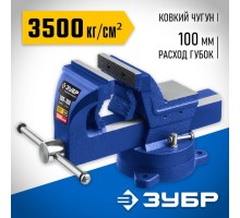 Тиски индустриальные слесарные 100 мм с регулировкой компенсации люфта Зубр 32703-100_z01