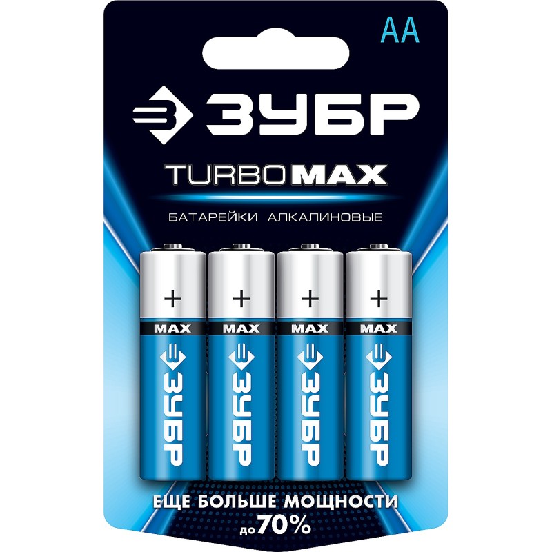 Батарейки TURBO MAX алкалиновые, AA, 1,5В Зубр 59206-4C Батарейки TURBO MAX алкалиновые, AA, 1,5В Зубр 59206-4C