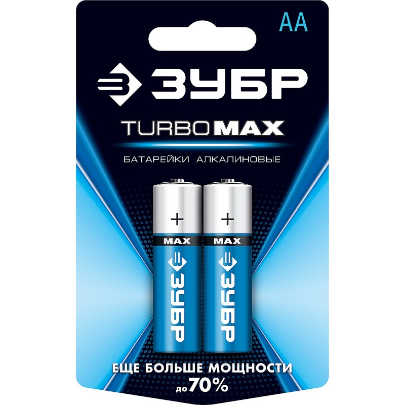Щелочная батарейка 1.5 В, тип АА, 2 шт Turbo-MAX Зубр 59206-2C