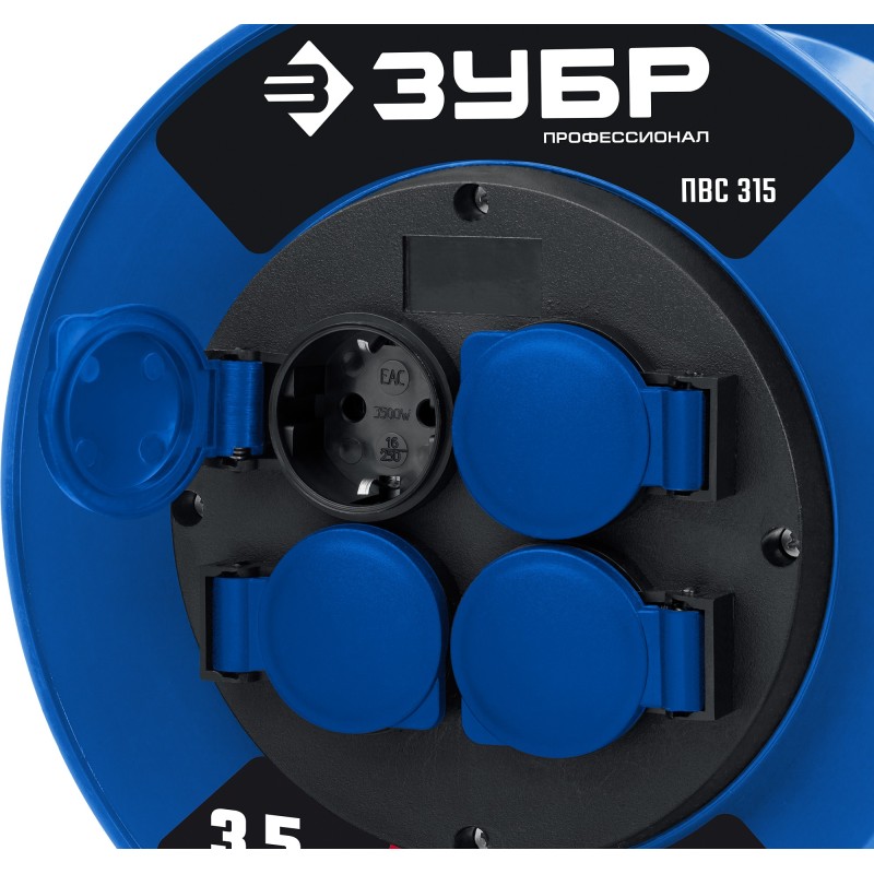 Силовой удлинитель на катушке ПВС-315 20 м 3500 Вт IP44 Зубр 55081-20_z01