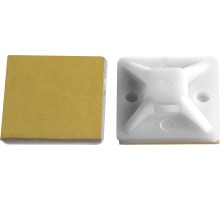 Самоклеющаяся площадка под хомут-стяжку ПХС нейлоновая белая 25x25 мм 100 шт. Зубр 30915-25