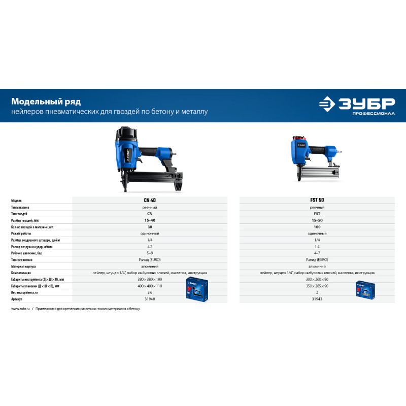Финишные гвозди по бетону оцинкованные калибр 15GA 1000 шт. FST 25x1.8 мм Зубр 305389-25