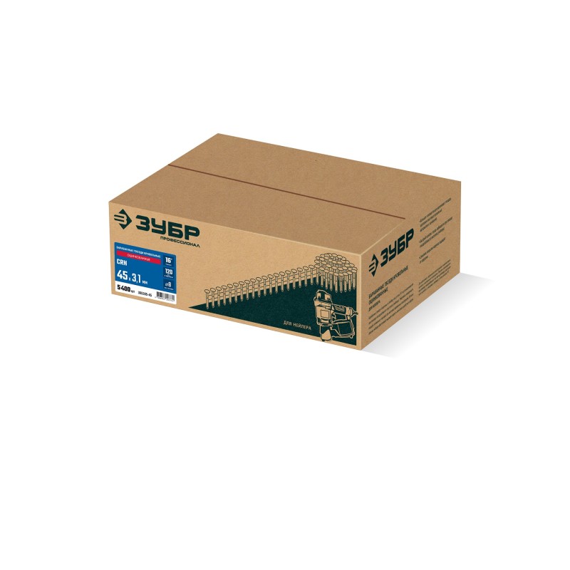 Барабанные гвозди кровельные оцинкованные 5400 шт. CRN 45x3.1 мм Зубр 305385-45