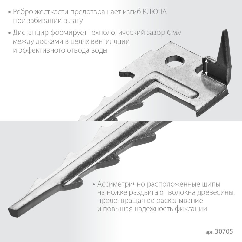 Крепеж ключ с шипом для террасной доски Зубр 30705