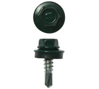 Саморезы СКМ кровельные, для металлических конструкций, RAL 6005й, промфасовка, серия ПРОФЕССИОНАЛ Зубр 4-300310-55-019-6005
