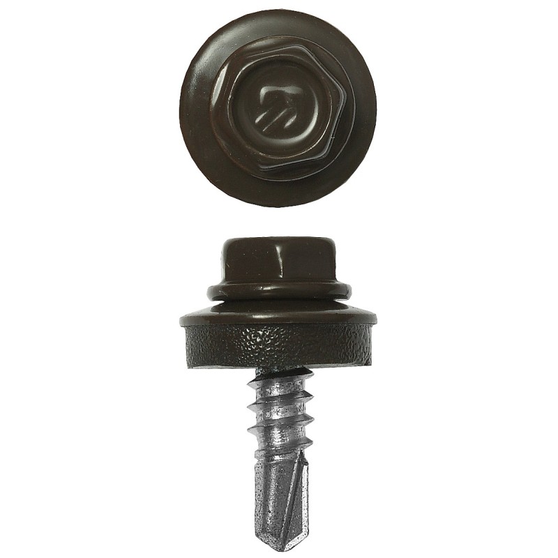 Саморезы СКМ кровельные, для металлических конструкций, RAL 8028, промфасовка Зубр 4-300310-55-025-8028
