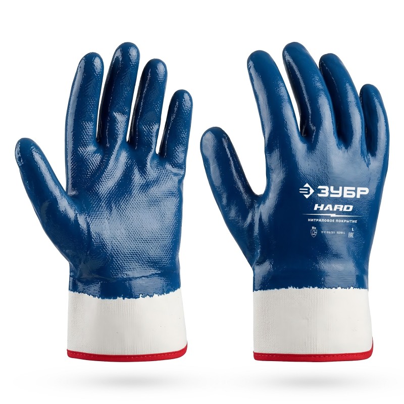 Перчатки с нитриловым покрытием HARD, L (9), маслобензостойкие, износостойкие Зубр 11270-L_z01