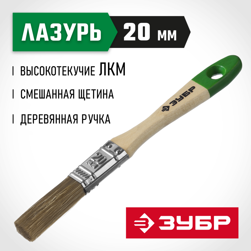 Кисти плоские ЛАЗУРЬ, серия МАСТЕР Зубр 4-01009-020
