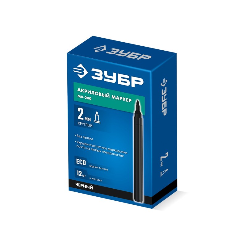 Акриловый маркер МА-200 черный 2 мм Зубр 06337-2