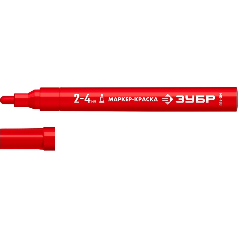 Маркер-краска МП-400 красный 2-4 мм круглый наконечник Зубр 06325-3