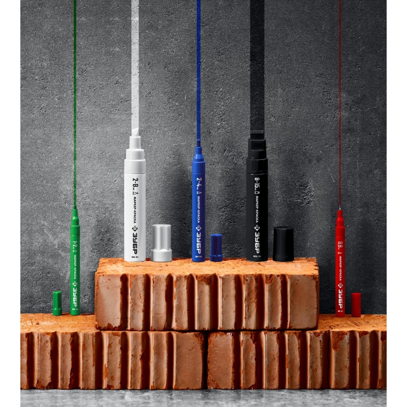 Маркер-краска МК-800 2-8 мм клиновидный белый экстрабольшой объем МК-800 2-8 мм Зубр 06327-8