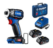 Бесщеточный ударный винтоверт 20 В, 190 Нм, 2 АКБ LMS (2 Ач), кейс Зубр GVB-190-22