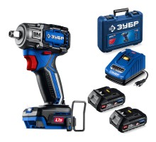 Бесщеточный ударный гайковерт 20 В, 350 Нм, 2 АКБ LMS (2 Ач), кейс Зубр GB-350-22