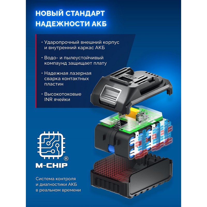 Бесщеточный ударный гайковерт 20 В, 350 Нм, 2 АКБ LMS (4 Ач),кейс Зубр GB-350-42