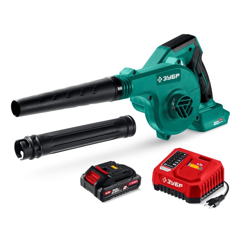 Аккумуляторная воздуходувка-пылесос 20 В, 200 м3/ч, 1 АКБ LMS (2 Ач) Зубр ВА-200-21