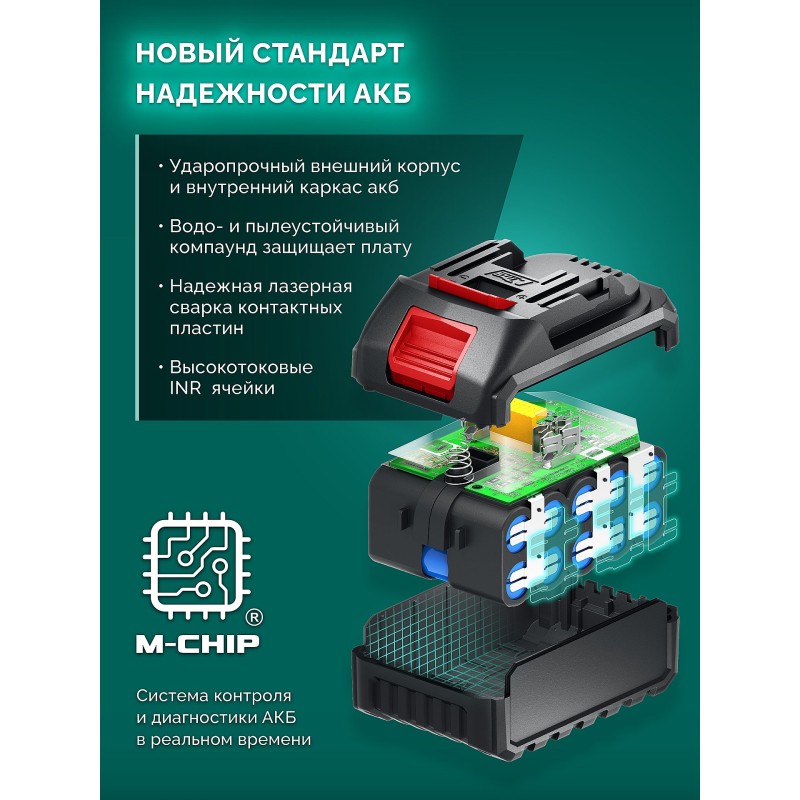 Аккумуляторная воздуходувка-пылесос 20 В, 200 м3/ч, 1 АКБ LMS (2 Ач) Зубр ВА-200-21