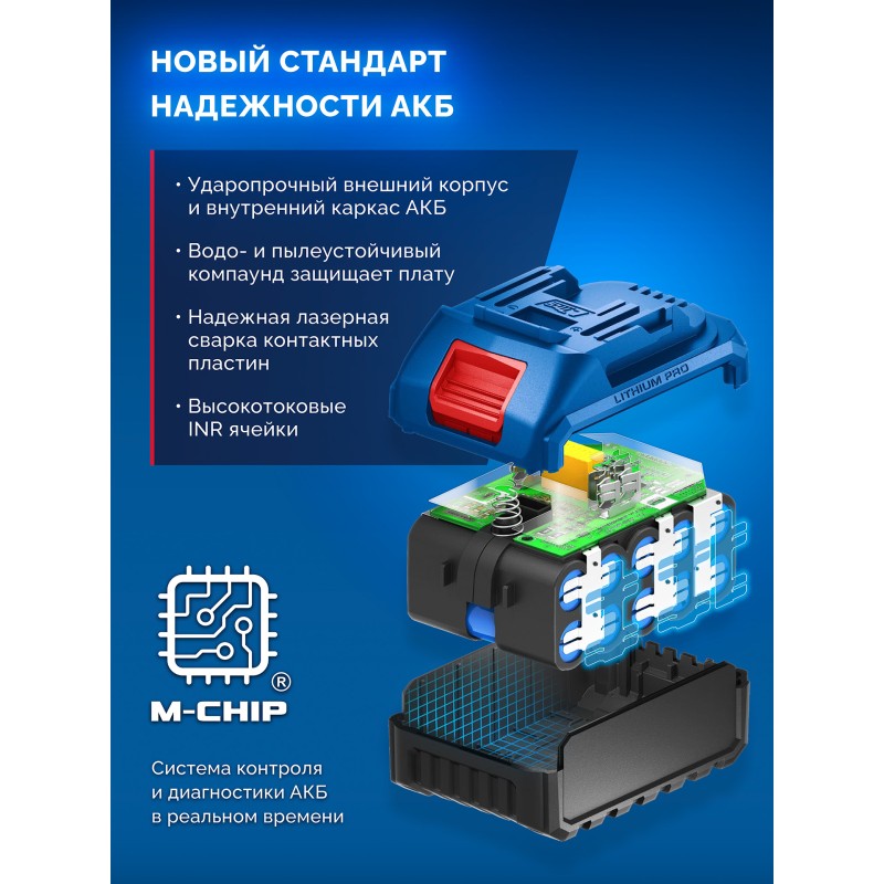 Бесщеточная ударная дрель-шуруповерт LMS Зубр DBS-70 (20 В, 70 Нм, без АКБ)