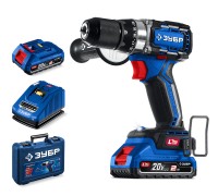 Бесщеточная дрель-шуруповерт Зубр DB-70-22 (20 В, 70 Нм, 2 АКБ LMS (2 Ач), кейс)