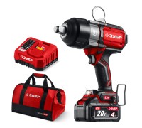 Бесщеточный ударный гайковерт 20 В, 1000 Нм, 1 АКБ LMS 4 Ач, сумка Зубр ГБУ-1000-41