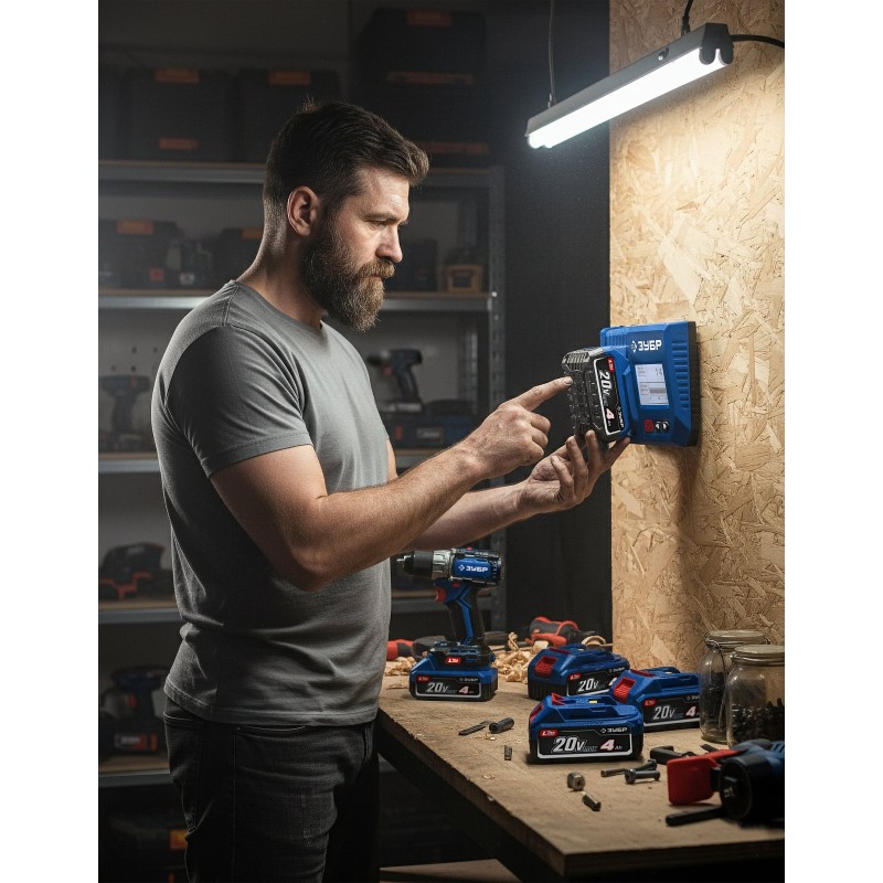 Тестер для LMS АКБ 20В Зубр TD-20