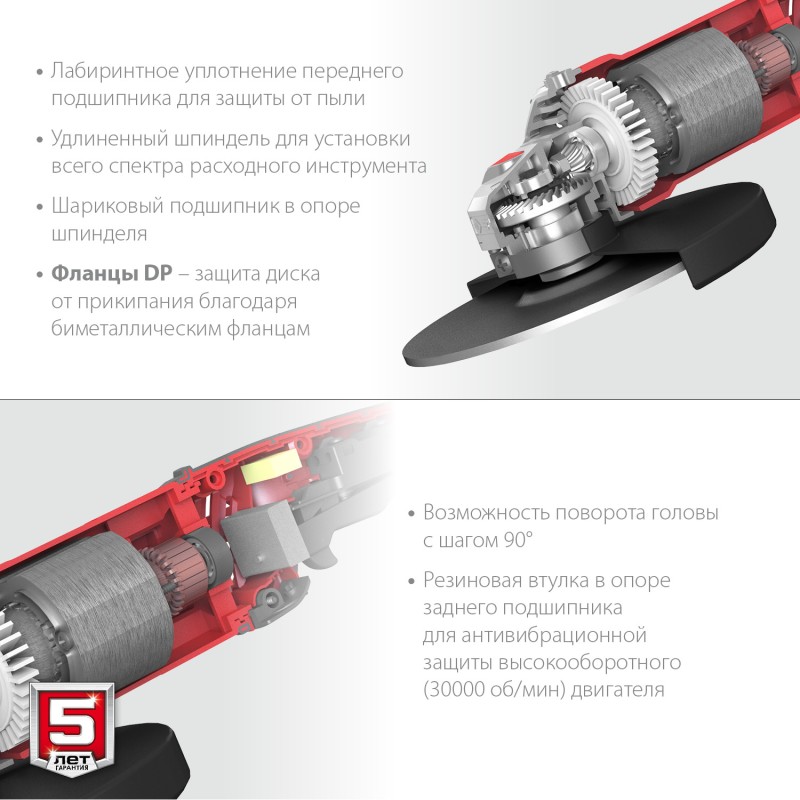 Угловая шлифмашина 230 мм 2200 Вт Зубр УШМ-230-2205 П
