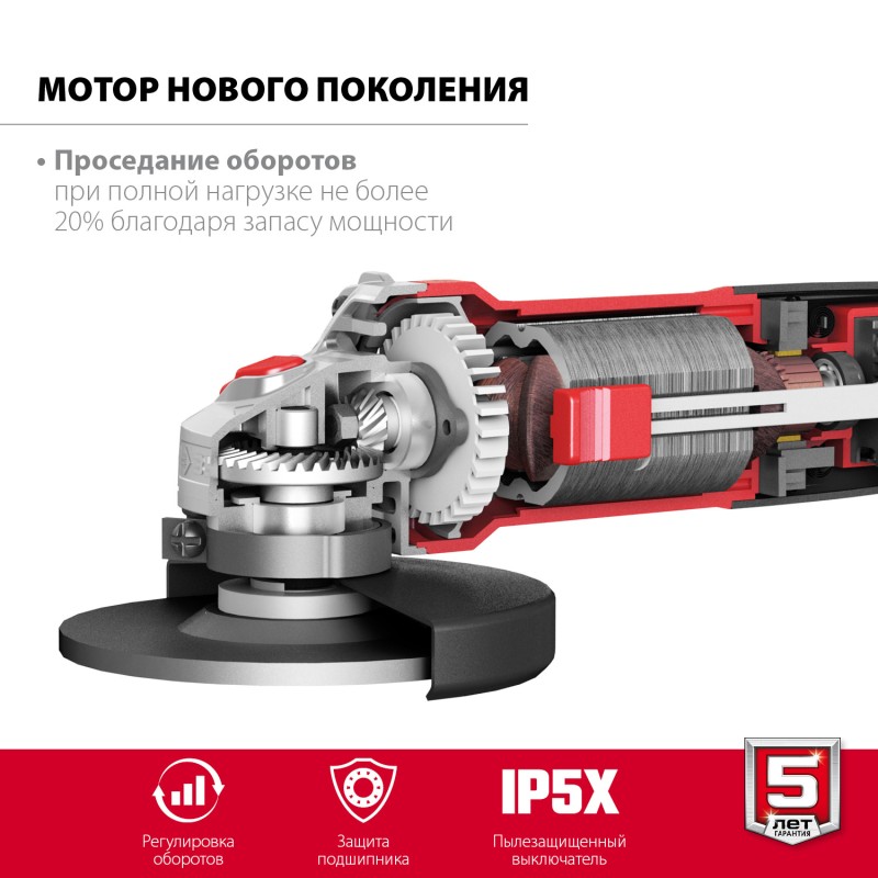 Угловая шлифмашина с регулировкой оборотов Зубр УШМ-125-1105 ЭТ