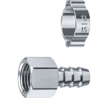 Переходник штуцер елочка 10 мм - 1/4F с обжимным хомутом Зубр 64923-1/4-10