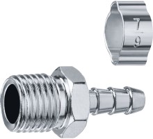 Переходник штуцер елочка 6 мм - 1/4M с обжимным хомутом Зубр 64924-1/4-06