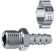Переходник штуцер елочка 8 мм - 1/4M с обжимным хомутом Зубр 64924-1/4-08
