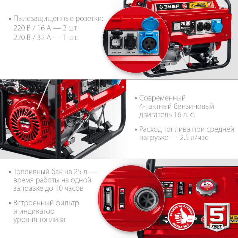 Генератор бензиновый с автозапуском ЗУБР СБА-7000