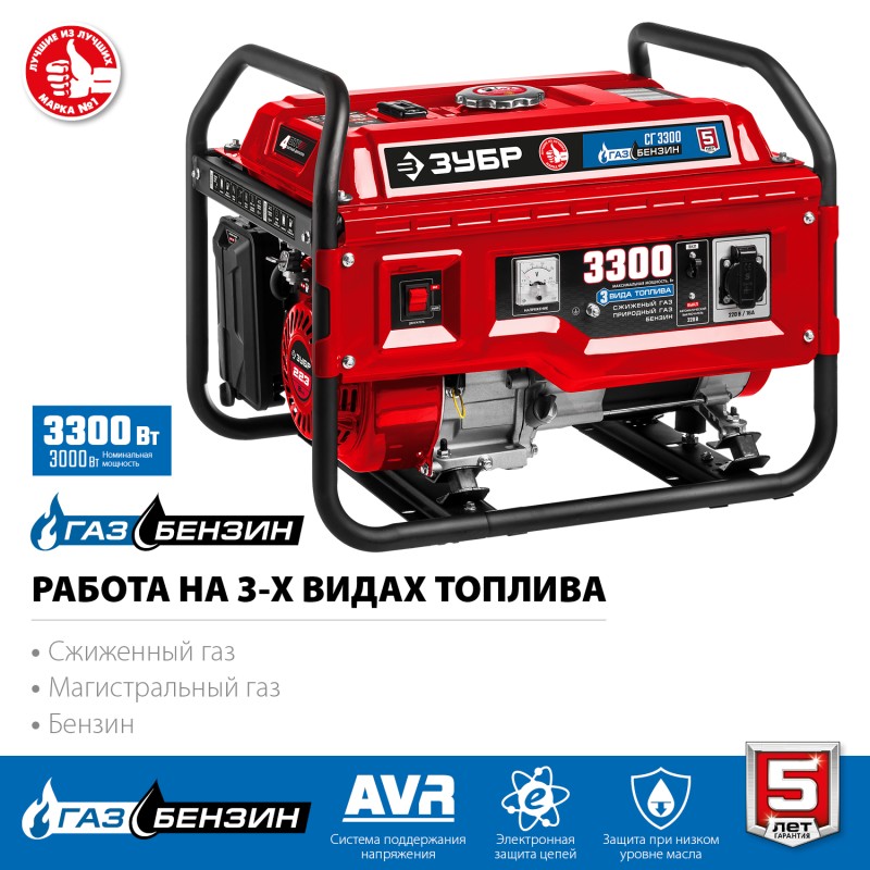 Генератор газовый ЗУБР СГ-3300
