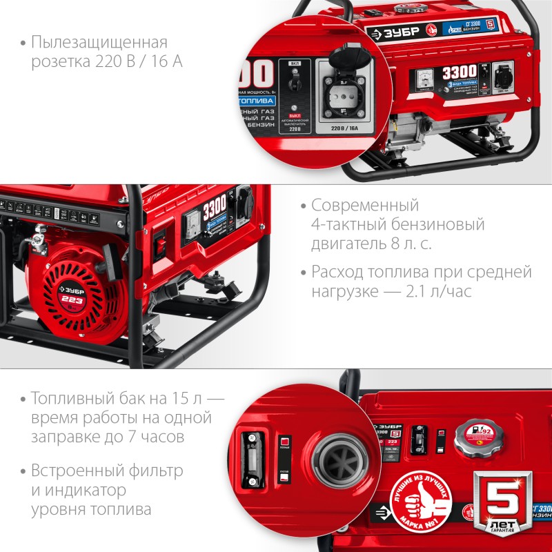 Генератор газовый ЗУБР СГ-3300