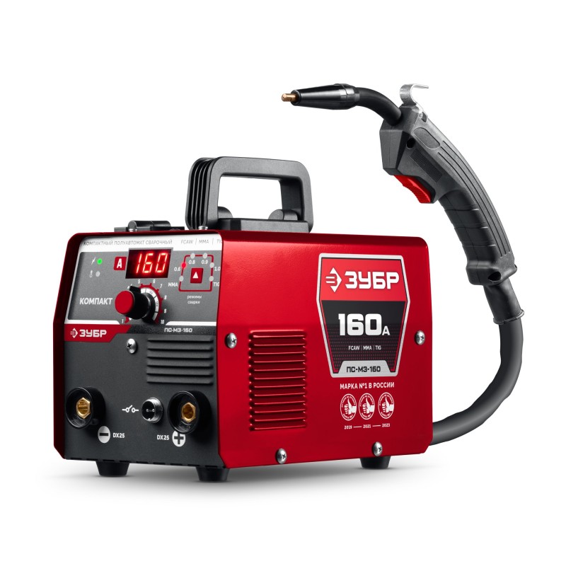 Полуавтомат сварочный без газа КОМПАКТ, FCAW, MMA, TIG, 160 А Зубр ПС-М3-160