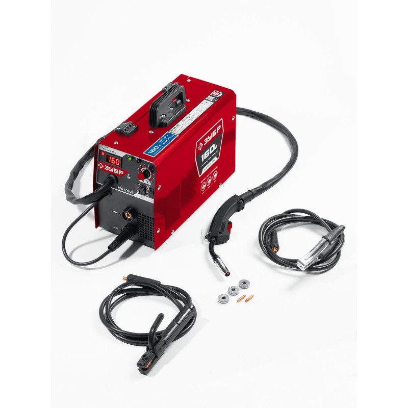 Полуавтомат сварочный с газом/без газа RED FORCE, MIG / MAG, FCAW, MMA, TIG, 160 А Зубр ПСГ-М5-160