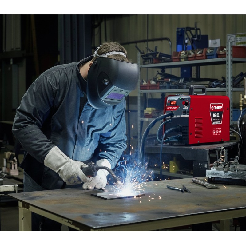Полуавтомат сварочный с газом/без газа RED FORCE, MIG / MAG, FCAW, MMA, TIG, 160 А Зубр ПСГ-М5-160