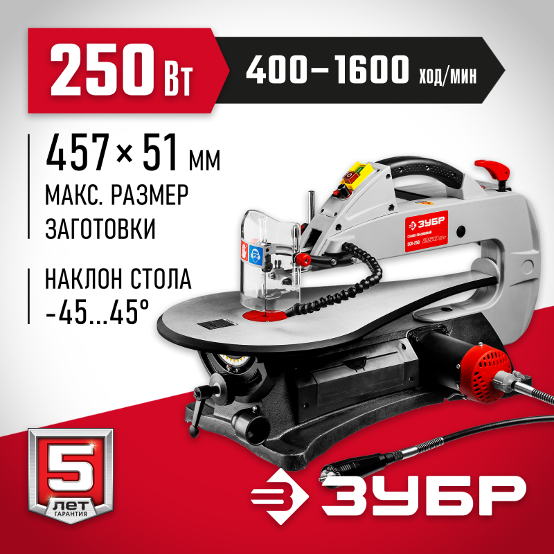 Лобзиковый станок + гибкий вал Зубр ЗСЛ-250