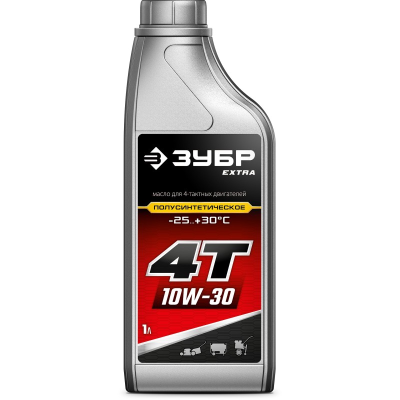 Полусинтетическое масло для 4-тактных двигателей EXTRA 4Т-10W30, 1 л Зубр 70614-1
