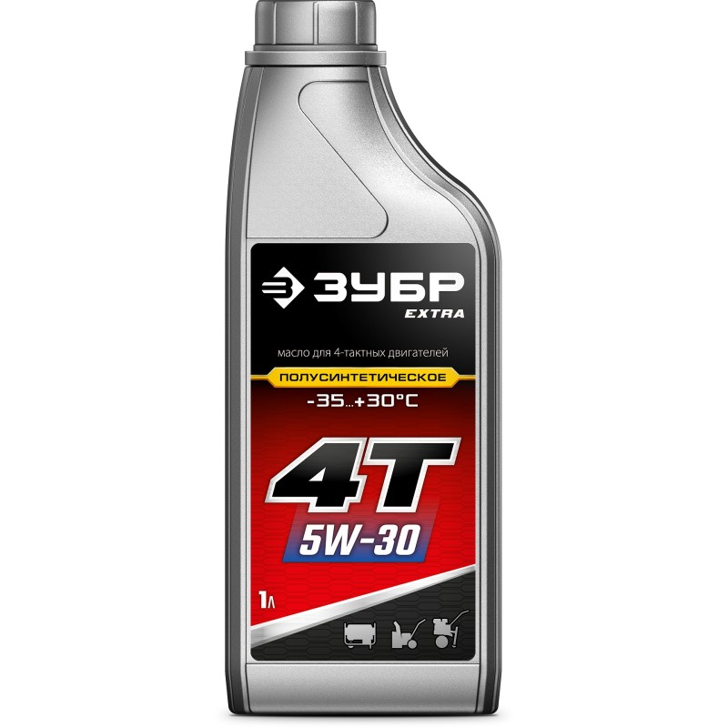 Зимнее полусинтетическое масло для 4-тактных двигателей EXTRA 4Т-5W30, 1 л Зубр 70616-1