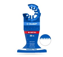 Полотно биметаллическое (Пластик BIM 65x50 мм, 20TPI) чистый рез: металл, твердое дерево Зубр 15574-65-50