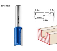 Фреза пазовая прямая 12x25 мм, хвостовик 8 мм Зубр 28753-12-25