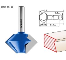 Фреза кромочная конусная 38.1x22 мм Зубр 28725-38.1-22
