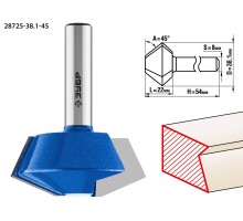Фреза кромочная конусная 38.1x22 мм Зубр 28725-38.1-45