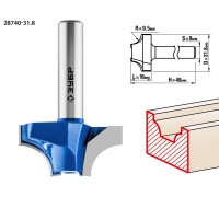 Фреза пазовая фасонная №1 31.8x16 мм, радиус 9.5 мм Зубр 28740-31.8