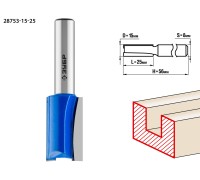 Фреза пазовая прямая 15x25 мм, хвостовик 8 мм Зубр 28753-15-25