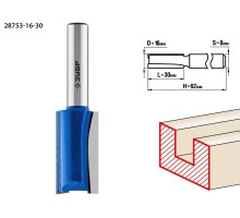 Фреза пазовая прямая 16x30 мм, хвостовик 8 мм Зубр 28753-16-30