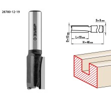 Фреза пазовая прямая 12x19 мм, хвостовик 8 мм Зубр 28780-12-19