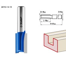 Фреза пазовая прямая 14x19 мм, хвостовик 8 мм Зубр 28753-14-19