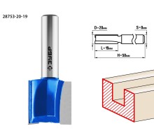 Фреза пазовая прямая 20x19 мм, хвостовик 8 мм Зубр 28753-20-19